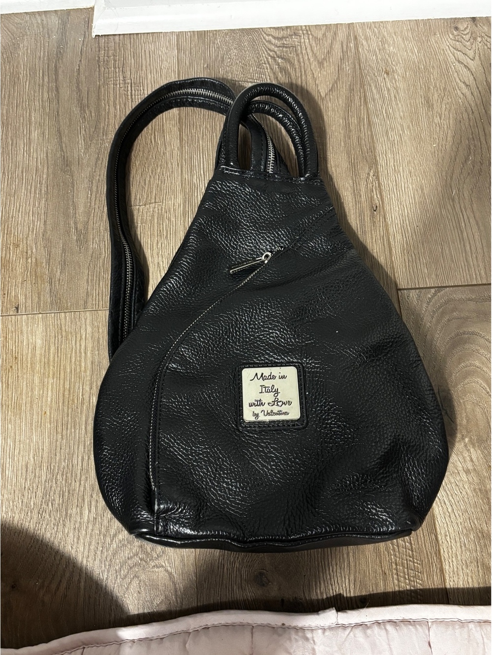 Valentina Black Leather Backpack Made in Italy